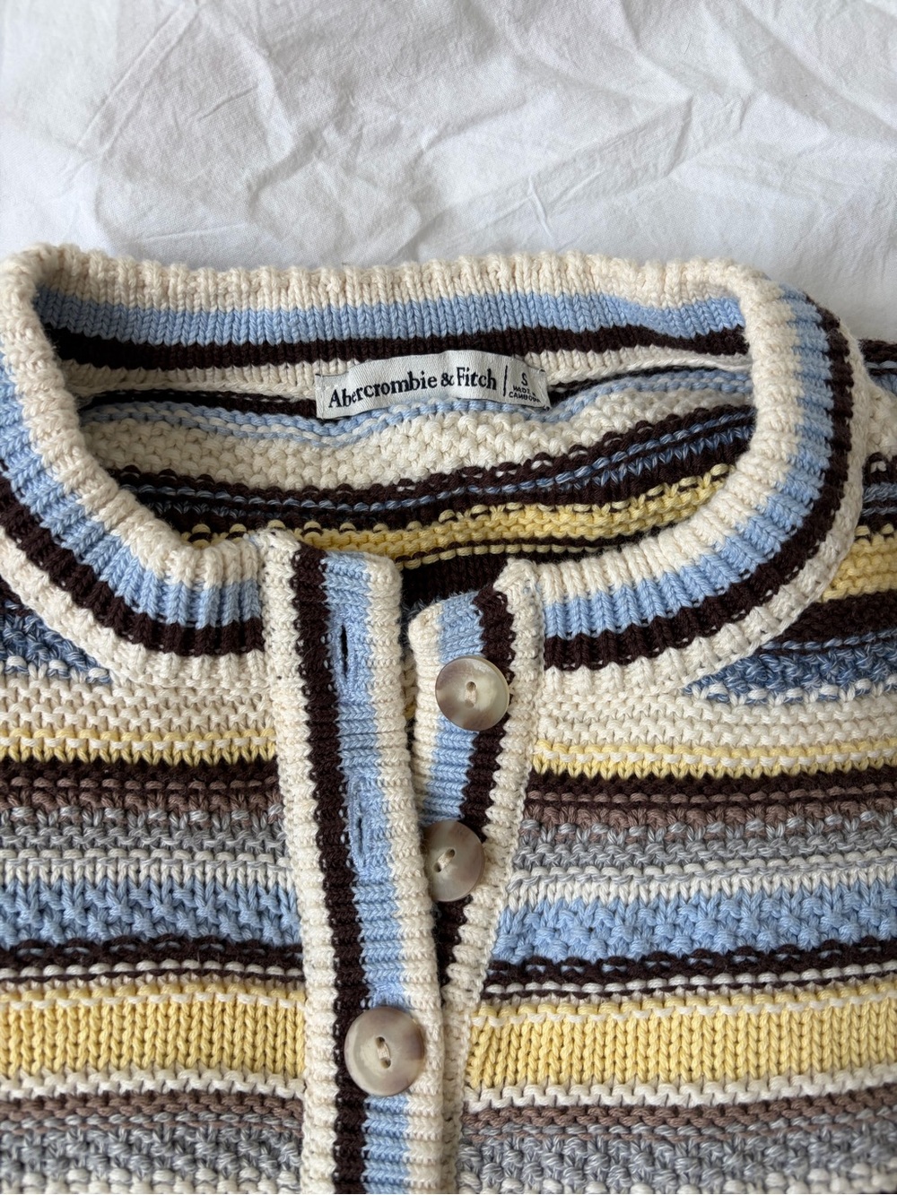 Abercrombie & Fitch Striped Crewneck Sweater in Yellow, Blue & White - Picture 2 of 4